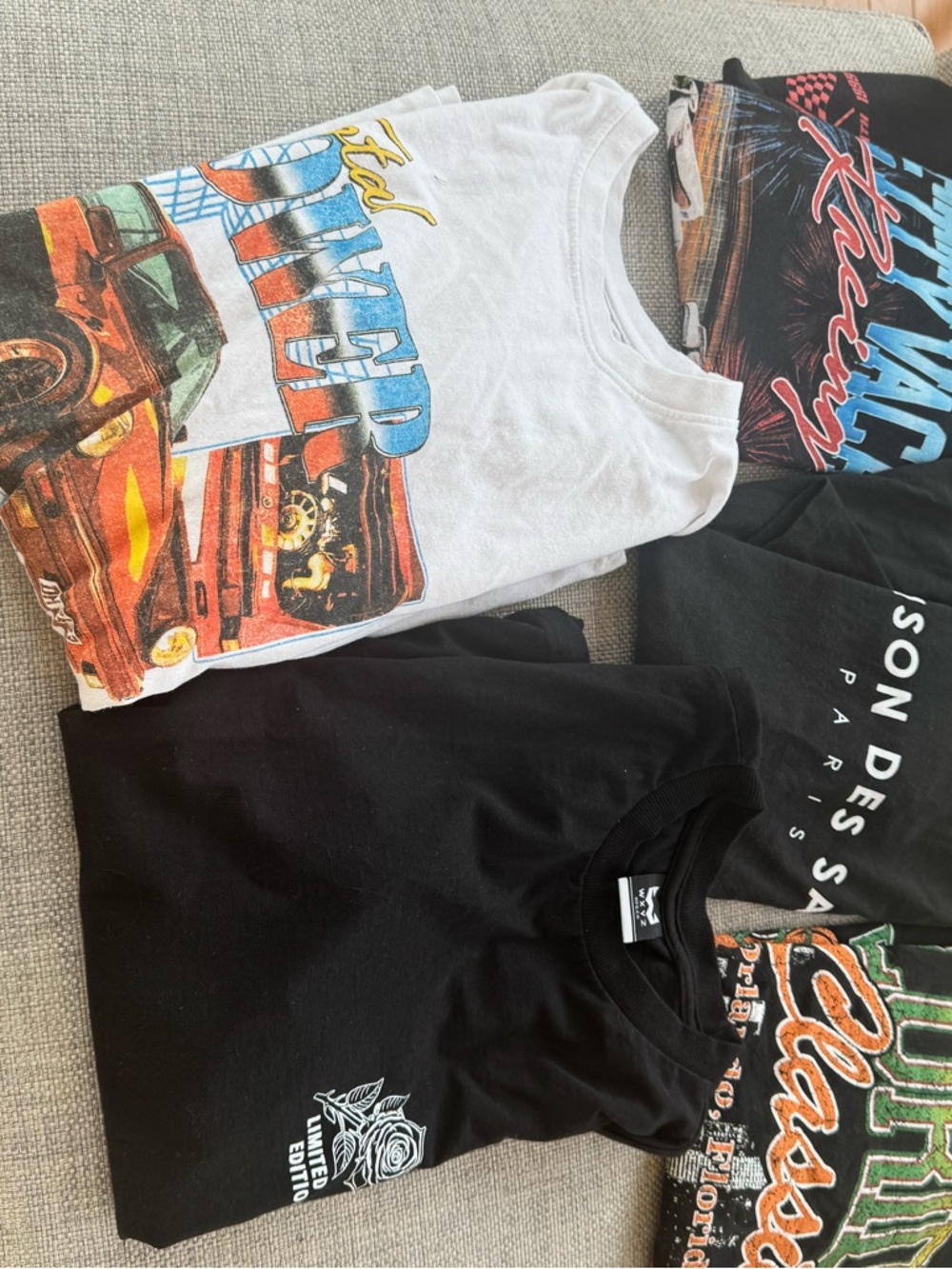 Men bundle of Graphic Tee - White & Black. All 5 for $50.00